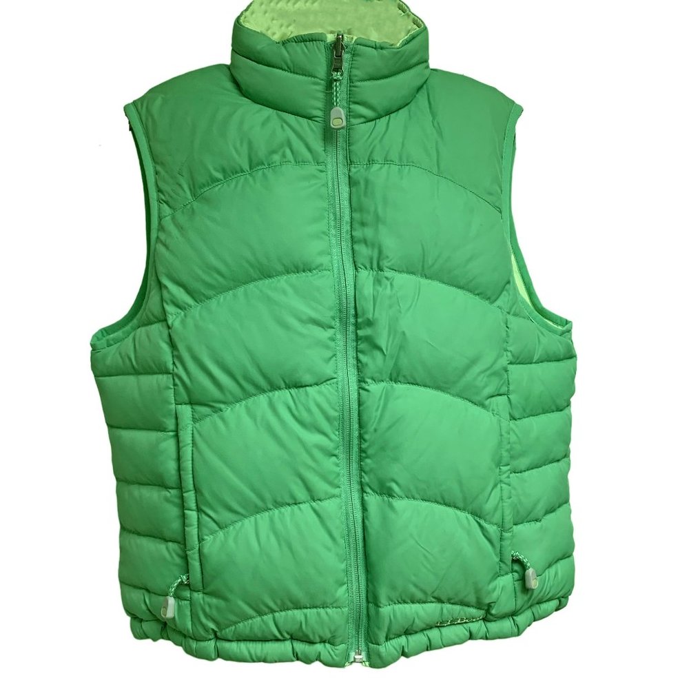 LL BEAN 0BDC9 Green Reversible Goose Down Puffer Vest